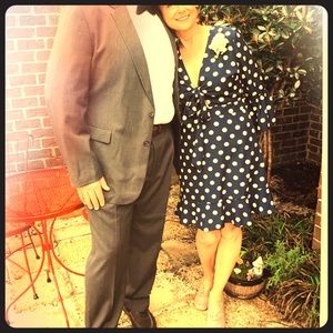Navy blue polka dot dress